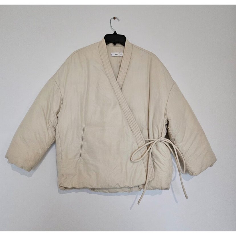 Beyaz Keten Kuşaklı Midi Ceket mont - Görsel 2