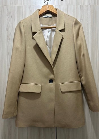 Bej Kadın Düğmeli Blazer Ceket - Görsel 5