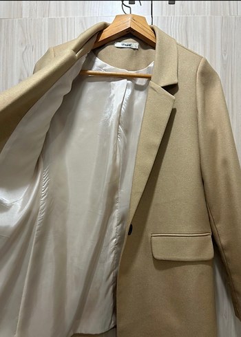 Bej Kadın Düğmeli Blazer Ceket - Görsel 3