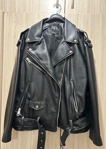 Zara Siyah Deri Biker Ceket - Görsel 5