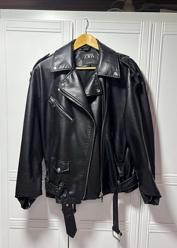 Zara Siyah Deri Biker Ceket - Görsel 2