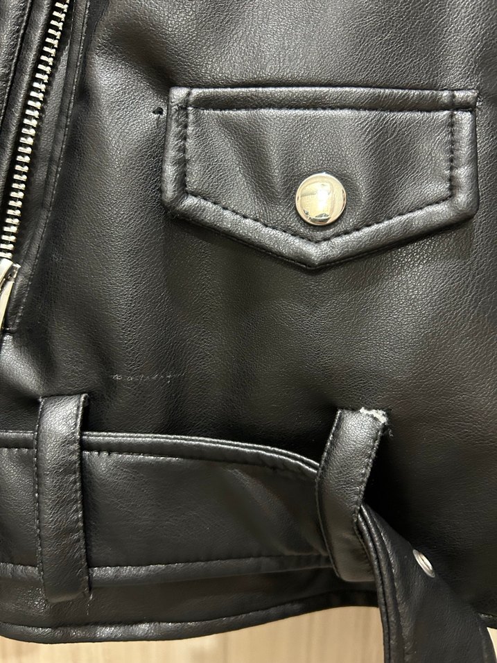 Zara Siyah Deri Biker Ceket - Görsel 4