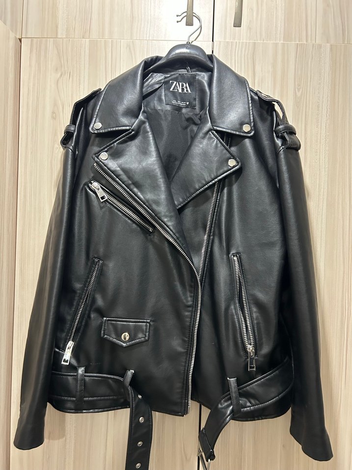 Zara Siyah Deri Biker Ceket - Görsel 5
