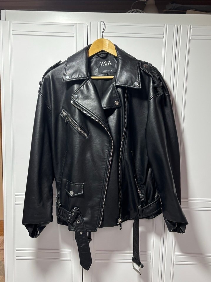 Zara Siyah Deri Biker Ceket - Görsel 2