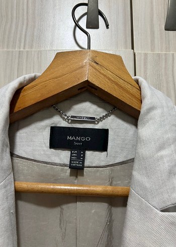 Gri Kadın Keten Blazer Ceket - Görsel 2