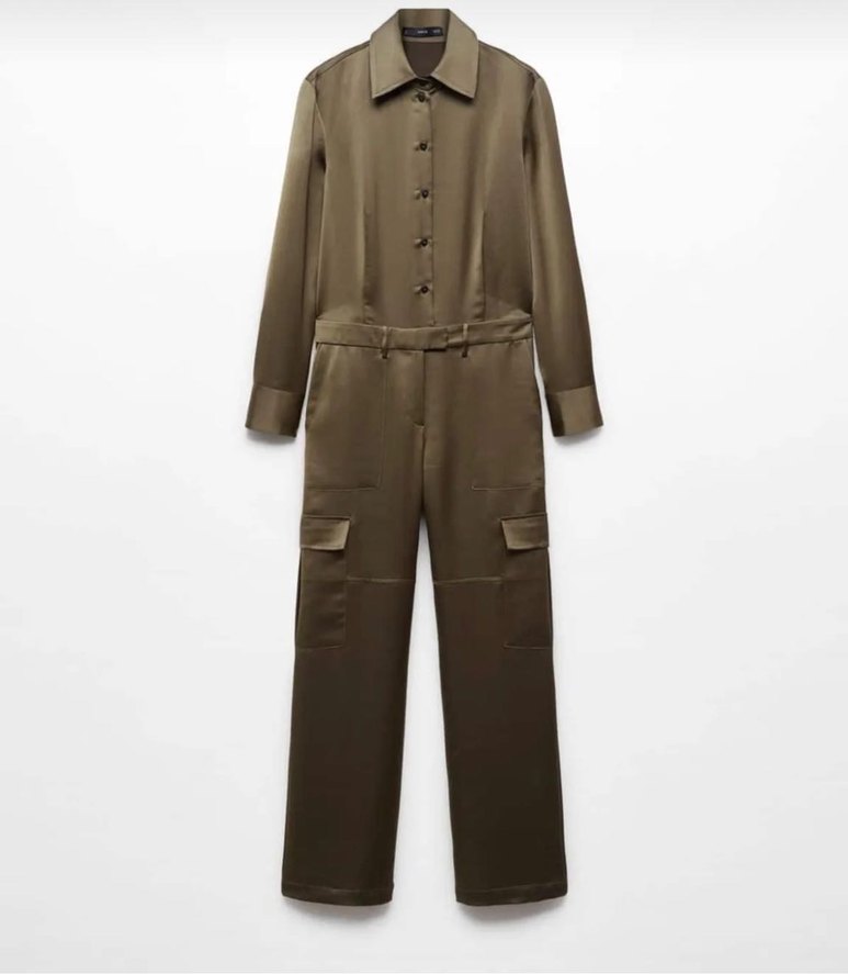 Kadın Haki Saten Düğmeli Gömlek - Görsel 2