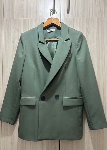 Bej Düğmeli Kadın Midi Blazer - Görsel 2