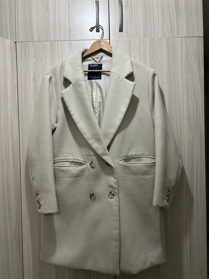 Bej Düğmeli Uzun Kaban - Görsel 2