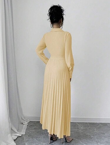 Mango Zarif pileli midi elbise