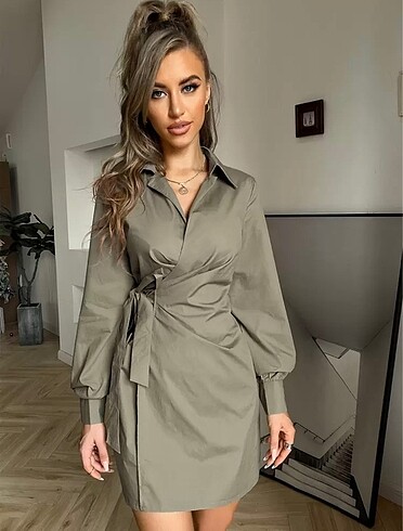 Zara muadili belden bağlamalı elbise
