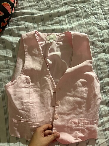 H&M hm toz pembe yelek