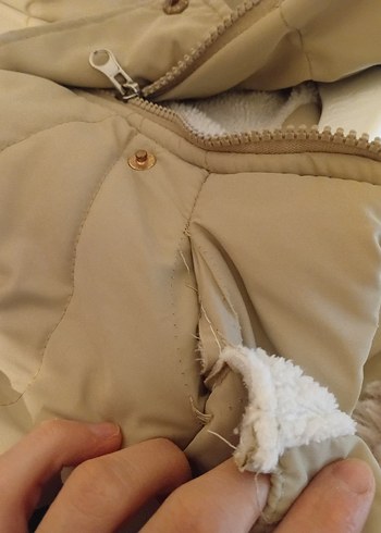 Kürklü Bej kız çocuk Kışlık Mont - Görsel 5