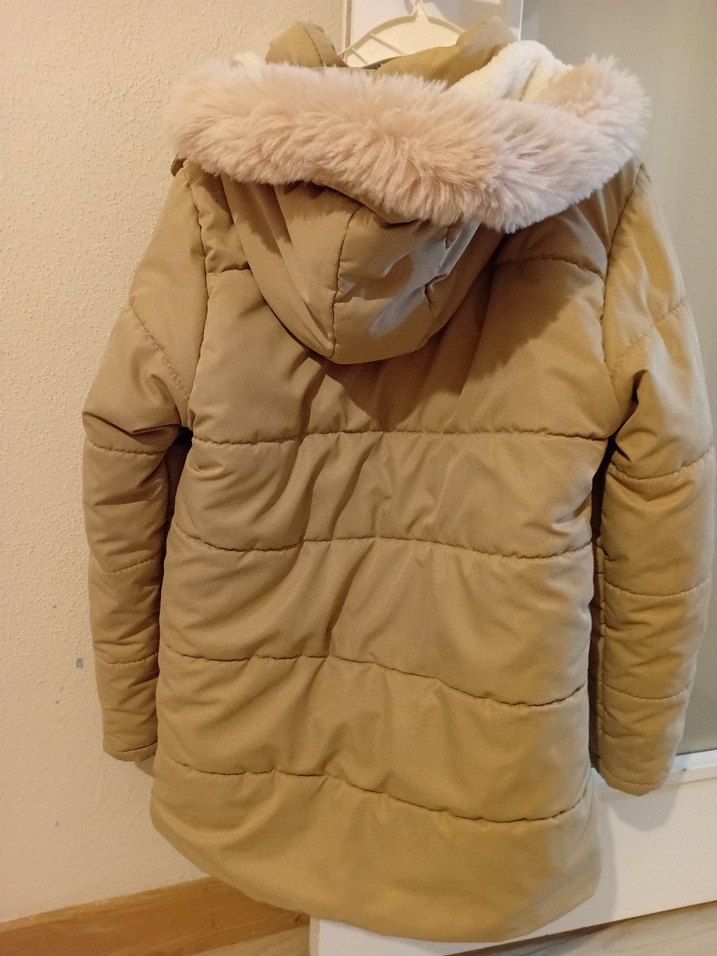 Kürklü Bej kız çocuk Kışlık Mont - Görsel 4