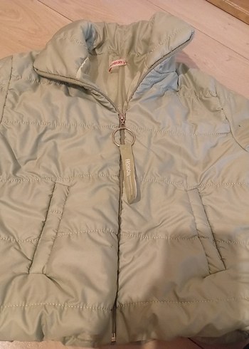 su yeşili Kadın Fermuarlı Midi Mont - Görsel 2