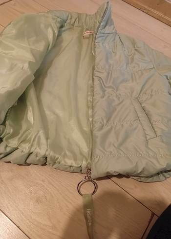 su yeşili Kadın Fermuarlı Midi Mont - Görsel 5