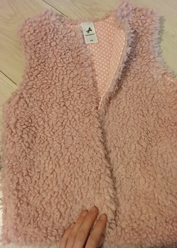 Kız Çocuk Pudra Peluş Yelek - Görsel 3