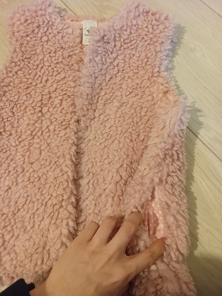 Kız Çocuk Pudra Peluş Yelek - Görsel 5