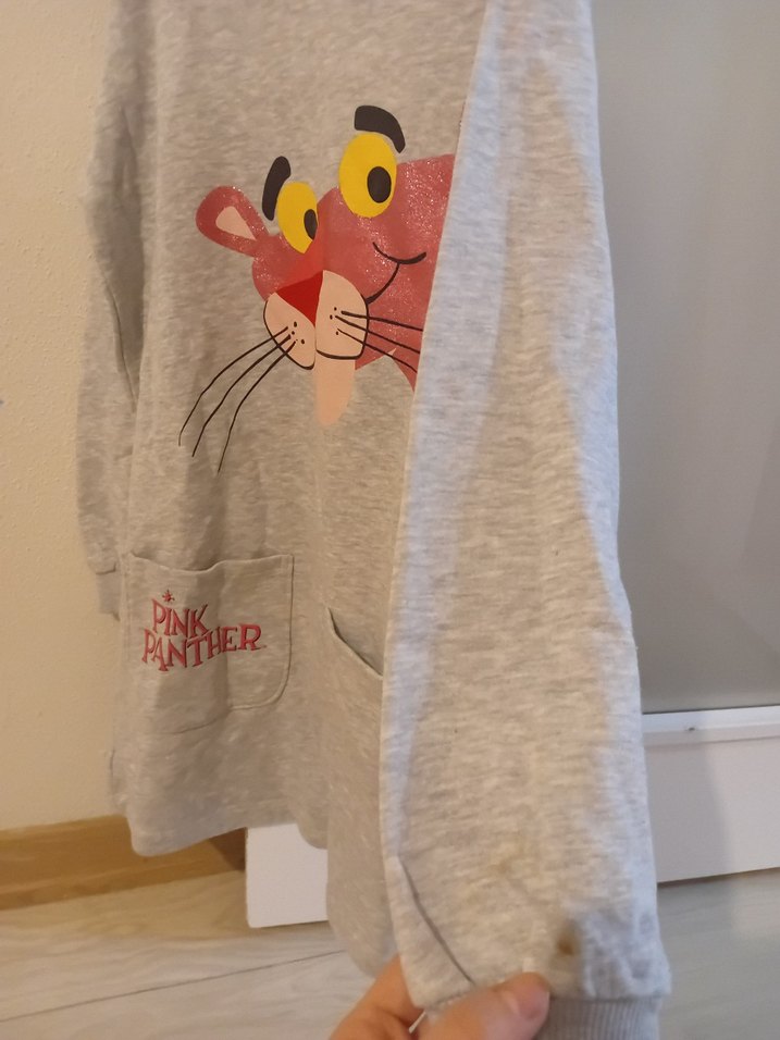 Gri Uzun Kollu Kız elbise - Görsel 5