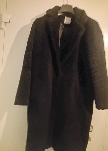 Kadın siyah peluş Kaban - Görsel 3