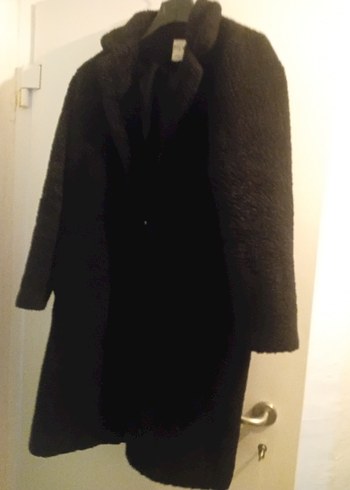 Kadın siyah peluş Kaban - Görsel 5