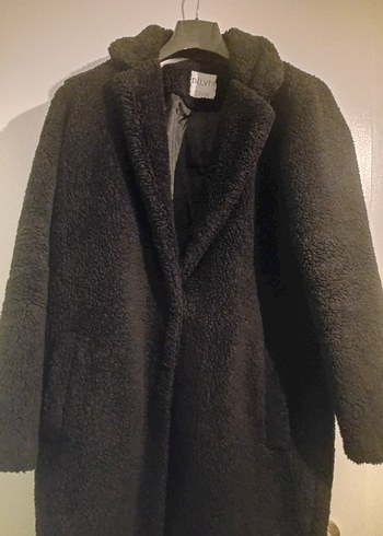 Kadın siyah peluş Kaban - Görsel 2