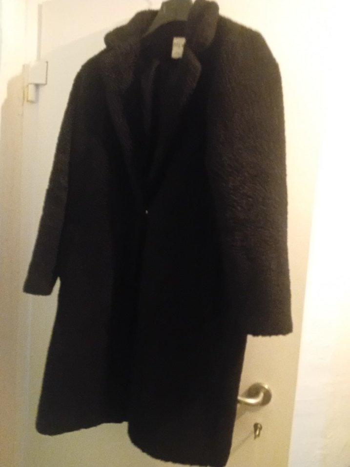 Kadın siyah peluş Kaban - Görsel 5