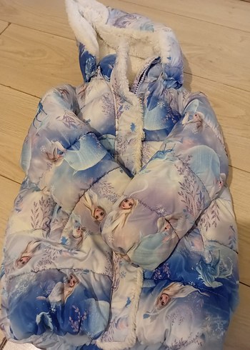 Mavi  elsa Kürklü Kız Çocuk Mont - Görsel 2