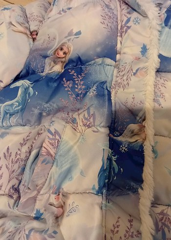 Mavi  elsa Kürklü Kız Çocuk Mont - Görsel 3