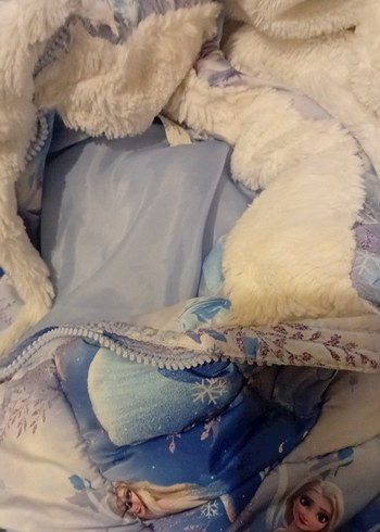 Mavi  elsa Kürklü Kız Çocuk Mont - Görsel 6