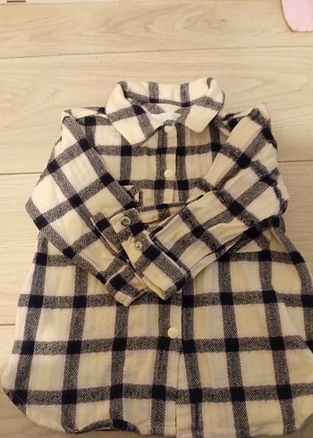 Düğmeli Ekoseli Kız çocuk  Kollu Gömlek - Görsel 2