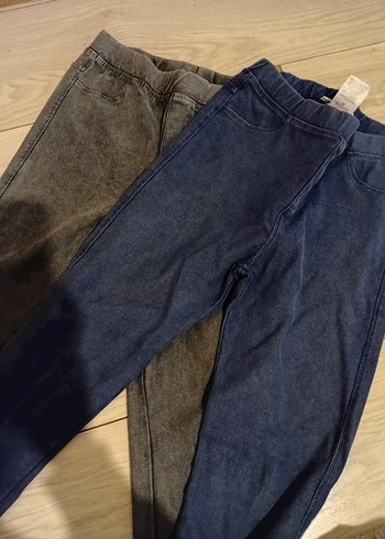 Kız Çocuk Gri Elastik Bel Kot Pantolon - Görsel 4