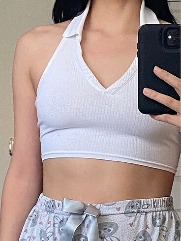 Halter yaka H&M beyaz crop