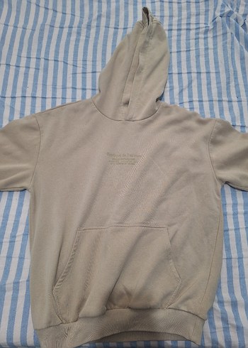 Bej Kapüşonlu Salaş Sweatshirt - Görsel 3