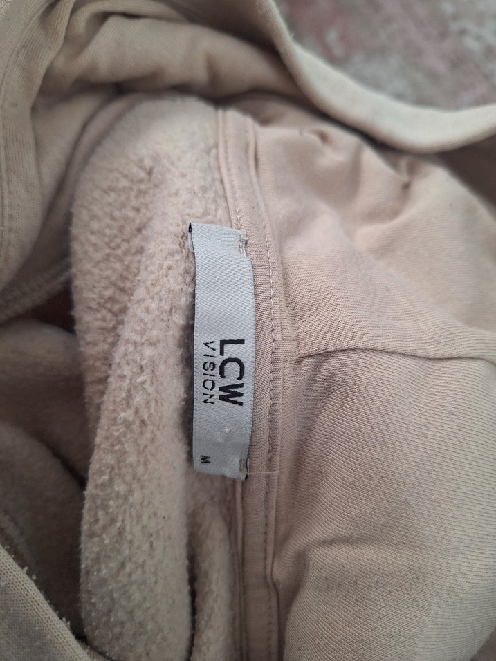 Bej Kapüşonlu Salaş Sweatshirt - Görsel 4
