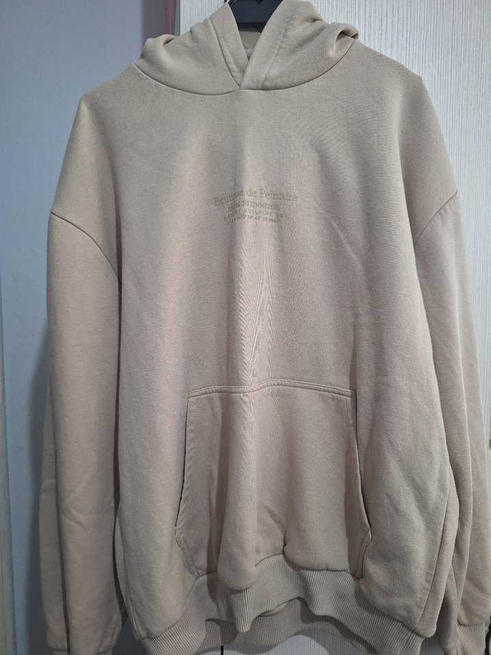 Bej Kapüşonlu Salaş Sweatshirt - Görsel 2