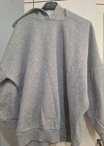 Gri Kapüşonlu Kadın Sweatshirt - Görsel 3