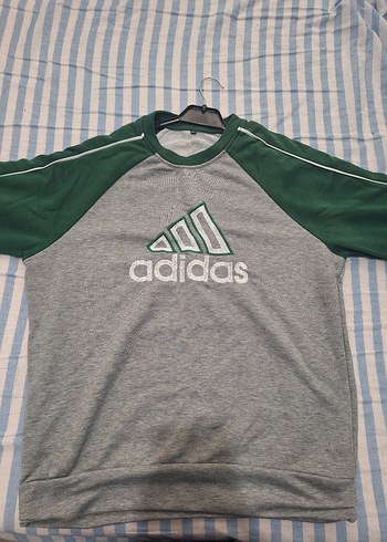 Gri Adidas Baskılı Sweatshirt - Görsel 2