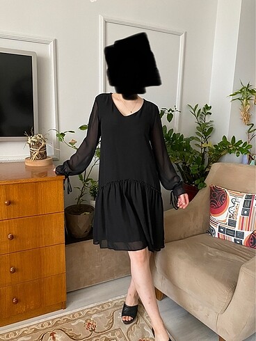 Zara People by fabrika siyah elbise
