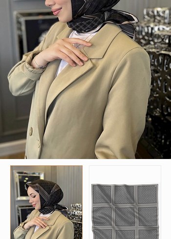 Armine Sikligin İnce Dokunusu Siyah Monogramli İpeksi Esarp