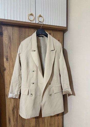 Trendyol & Milla Ekru Cift Sirali Blazer Ceket