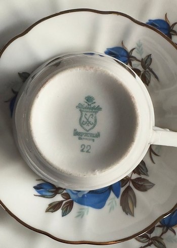 6 Parça Alman Antika Trio Gül Desenli İnce Porselen Fincan Takmı - Görsel 2