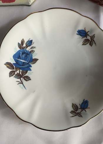 6 Parça Alman Antika Trio Gül Desenli İnce Porselen Fincan Takmı - Görsel 4