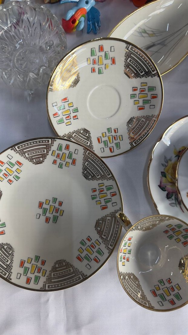 Alman Bavaria Antika Trio Fincan Tabak Set - Görsel 2