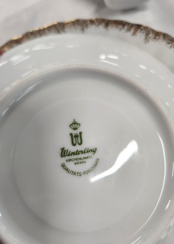 Alman Bavaria Antika Trio Çiçek Desenli İnce Porselen Fincan Tkm - Görsel 4