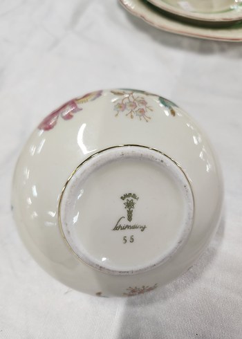 Alman Bavaria Pastel Renkli Beyaz Çiçekli Porselen Şekerlik - Görsel 2