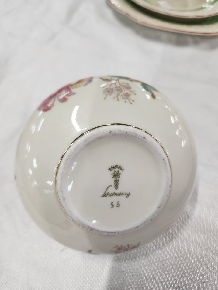 Alman Bavaria Pastel Renkli Beyaz Çiçekli Porselen Şekerlik - Görsel 2