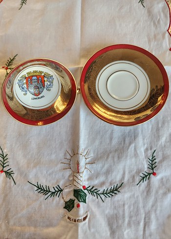 Altın Renkli Parlak Lüneburg Finacan ve Tabak Seti - Görsel 2