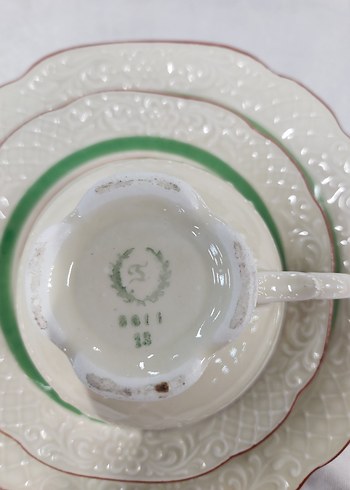 Alman Bavaria Antika Tiro Çiçek Desenli Fincan ve Tabak Seti - Görsel 2