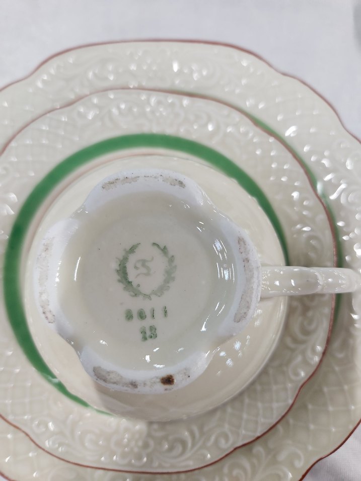 Alman Bavaria Antika Tiro Çiçek Desenli Fincan ve Tabak Seti - Görsel 2