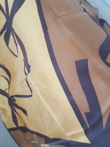 Hardal kahverengi kurdele desenli esarp - Görsel 2